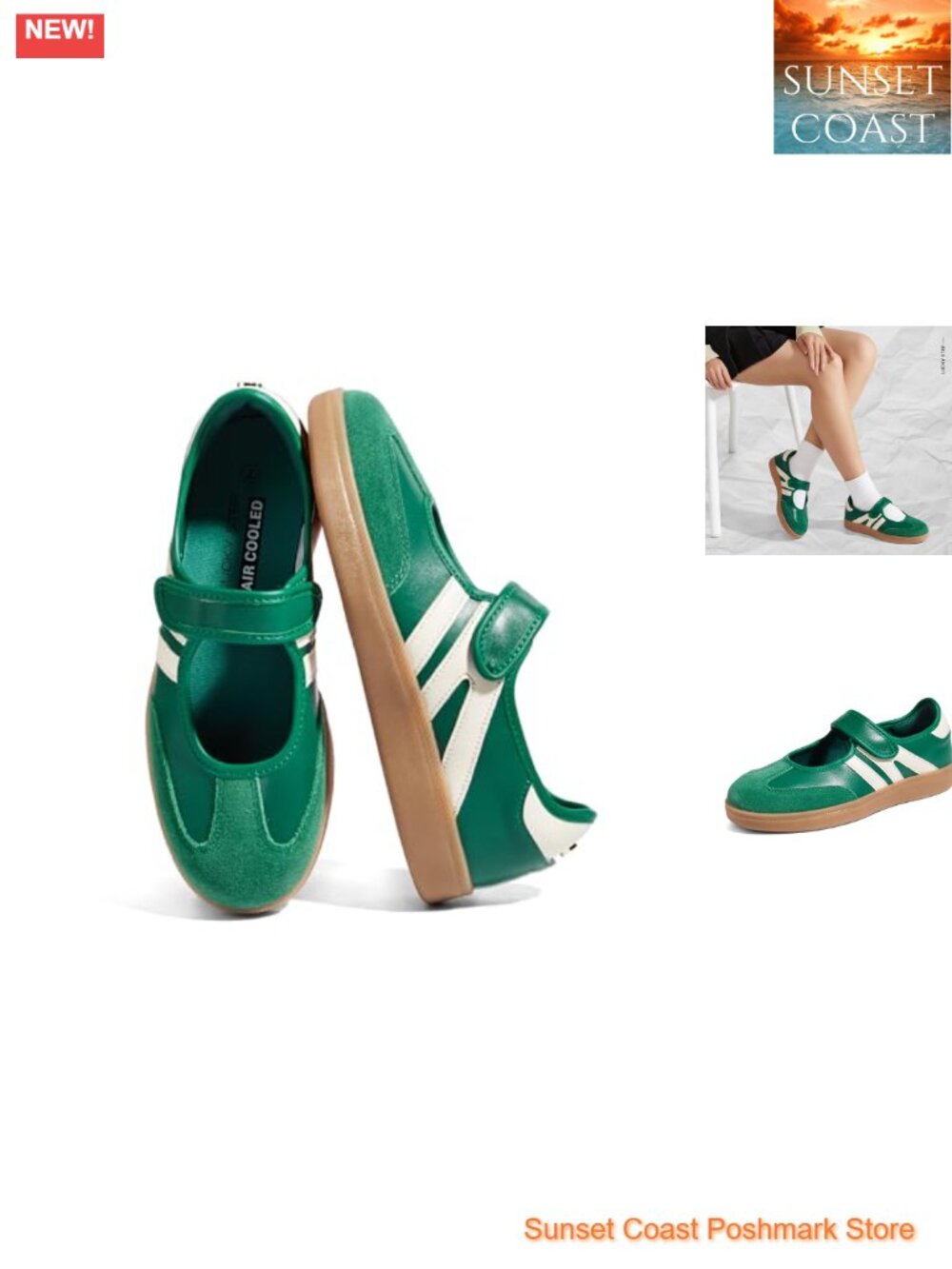 LUCKY STEP Women's Cow Suede Faux Leather Hook & Loop Sneakers